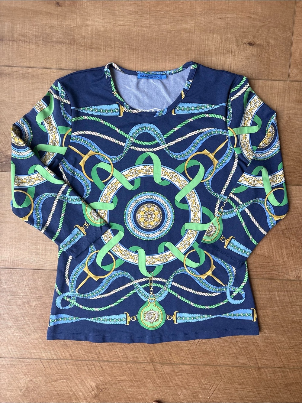 J McLaughlin Coastal Nautical Catalina Cloth Top. Navy. Size Large